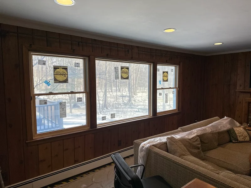 Pella Lifestyles windows with a clear pine interior